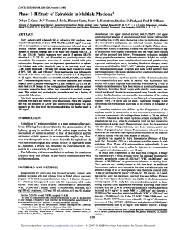Phase I-II Study of Epirubicin in Multiple Myeloma1