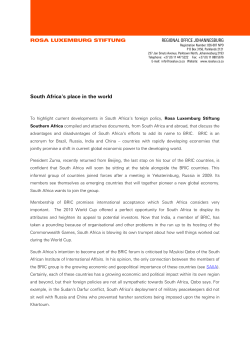 South Africa`s place in the world