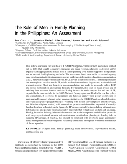 The Role of Men in Family Planning in the Philippines