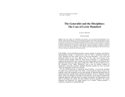 The Generalist and the Disciplines: The Case of Lewis Mumford