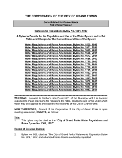 Grand Forks Water Rates Bylaw