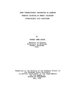 SOME THERMODYNAMIC PROPERTIES OF AQUEOUS FERROUS