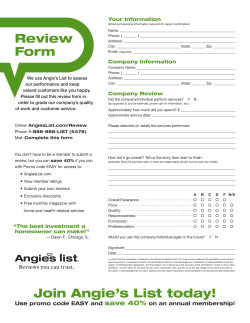 Join Angie`s List today! Review Form