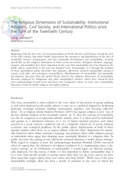 The Religious Dimensions of Sustainability: Institutional Religions