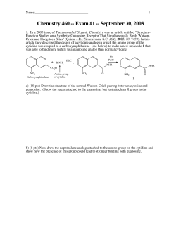 Chemistry 460 -- Exam #1 -
