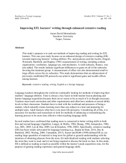 Improving EFL learners` writing through enhanced extensive