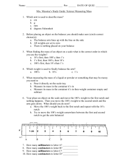 Study Guide for Quiz on Mass and Triple Beam Balance