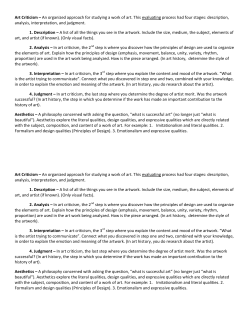 Art Criticism &ndash; An organized approach for studying a