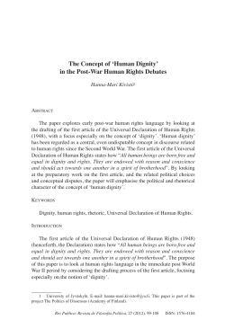 The Concept of `Human Dignity` in the Post