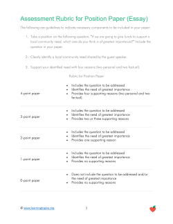 Assessment Rubric for Position Paper (Essay)