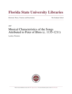Musical Characteristics of the Songs Attributed to Peter of