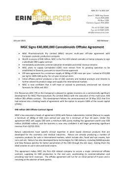 MGC Signs &euro;40000000 Cannabinoids Offtake Agreement