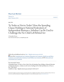 To Yoder or Not to Yoder? - DigitalCommons@Pace