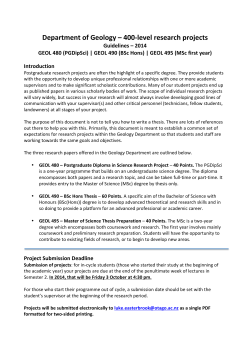Department of Geology &ndash; 400-‐level research projects