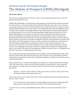 Abraham Lincoln and Stephen Douglas The Debate at