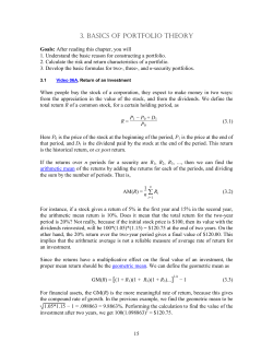 3. Basics of Portfolio Theory