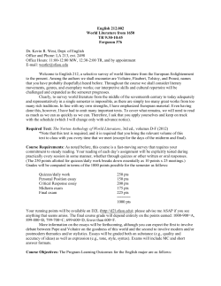 English 212.002 World Literature from 1650 TR 9:30