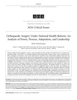Orthopaedic Surgery Under National Health Reform