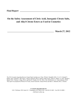 On the Safety Assessment of Citric Acid, Inorganic