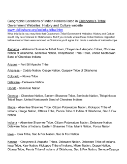 Geographic Locations of Indian Nations listed in Oklahoma`s Tribal