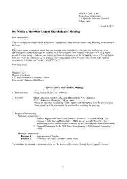 Re: Notice of the 98th Annual Shareholders` Meeting