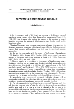 EXPRESSING INDEFINITENESS IN ENGLISH