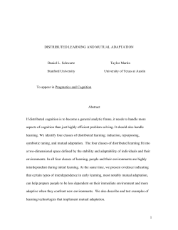 Distributed learning and mutual adaptation. - AAA Lab