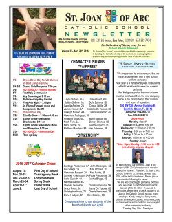 2016-2017 Calendar Dates - St. Joan of Arc Catholic Church