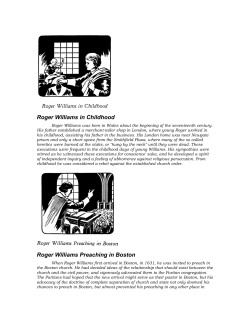 Roger Williams in Childhood
