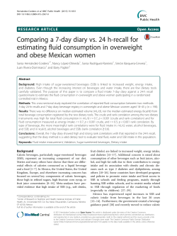 Comparing a 7-day diary vs. 24 h-recall for estimating fluid