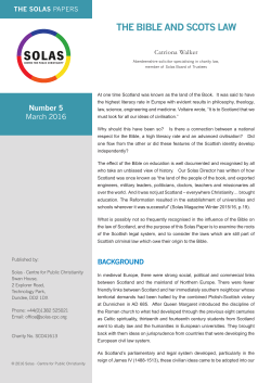 THE BIBLE AND SCOTS LAW - Solas Centre for Public Christianity