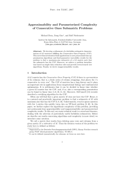 Approximability and Parameterized Complexity of - akt.tu