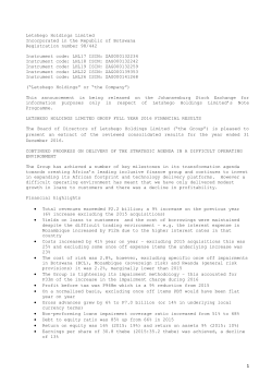 Letshego Holdings Limited Incorporated in the Republic