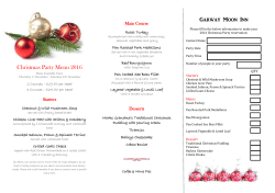 Christmas Party Menu 2016 Garway Moon Inn