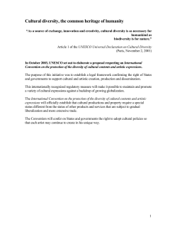 Cultural diversity, the common heritage of humanity