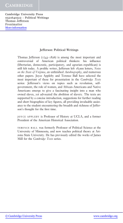 Jefferson: Political Writings Thomas Jefferson (        &ndash;        ) is among