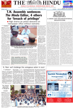 T.N. Assembly sentences The Hindu Editor, 4 others for `breach of