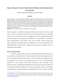 Plessy v Ferguson: the Court`s Social Darwinist