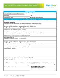 Form 987M, Wire Transfer Authorization &ndash; Cash Warehouse Delivery