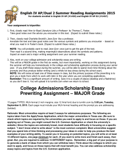 College Admissions/Scholarship Essay Prewriting