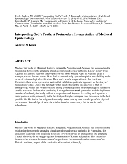 Interpreting God`s Truth: A Postmodern Interpretation of Medieval