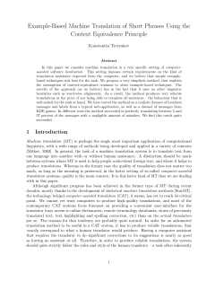 Example-Based Machine Translation of Short Phrases Using the