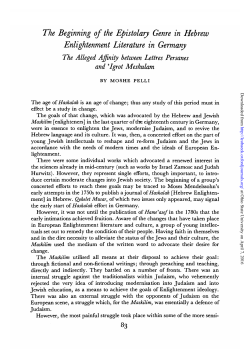 The Beginning of the Epistolary Genre in Hebrew Enlightenment