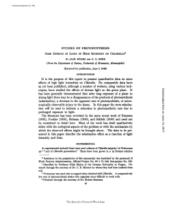 STUDIES ON PHOTOSYNTHESIS SOM~ EFfECtS OF LIGHT OF