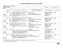 Johnston Middle School Lesson Plan 2014