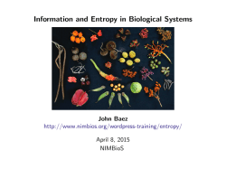 Information and Entropy in Biological Systems