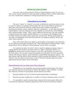 Example Thesis Statements for Case Studies