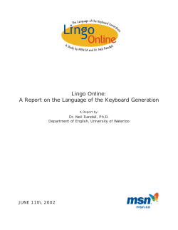 Lingo Online: A Report on the Language of the Keyboard Generation