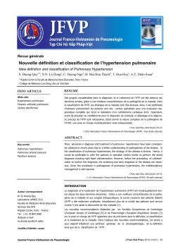 1 - Nouvelle d&eacute;finition et classification de l`hypertension pulmonaire