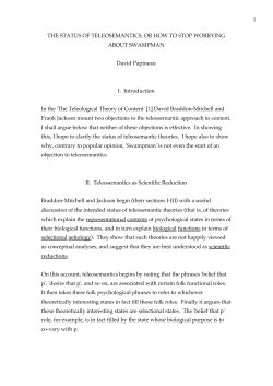 1 THE STATUS OF TELEOSEMANTICS, OR HOW TO STOP